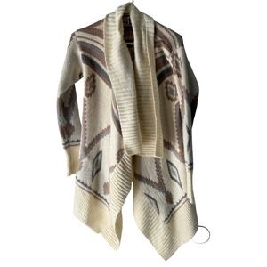 Roxy Aztec Southwestern Geometric Print‎ Waterfall Cardigan Sweater Size S